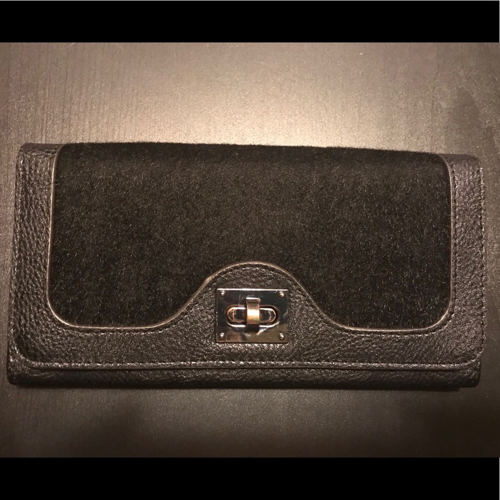 Aldo black faux calf fur wallet